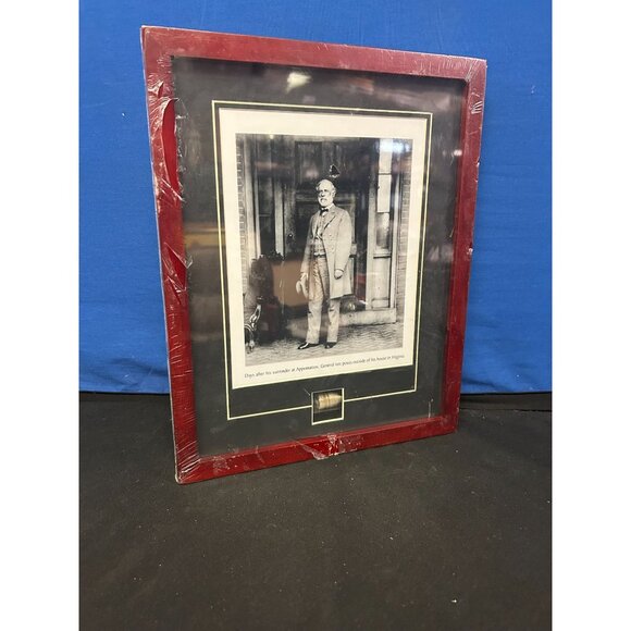Framed Print Of General Lee Post-Appomattox Photo With Red Wood Frame & Protecti - Picture 1 of 3